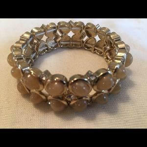 Ann Taylor Nude and Gold Stretch Bracelet